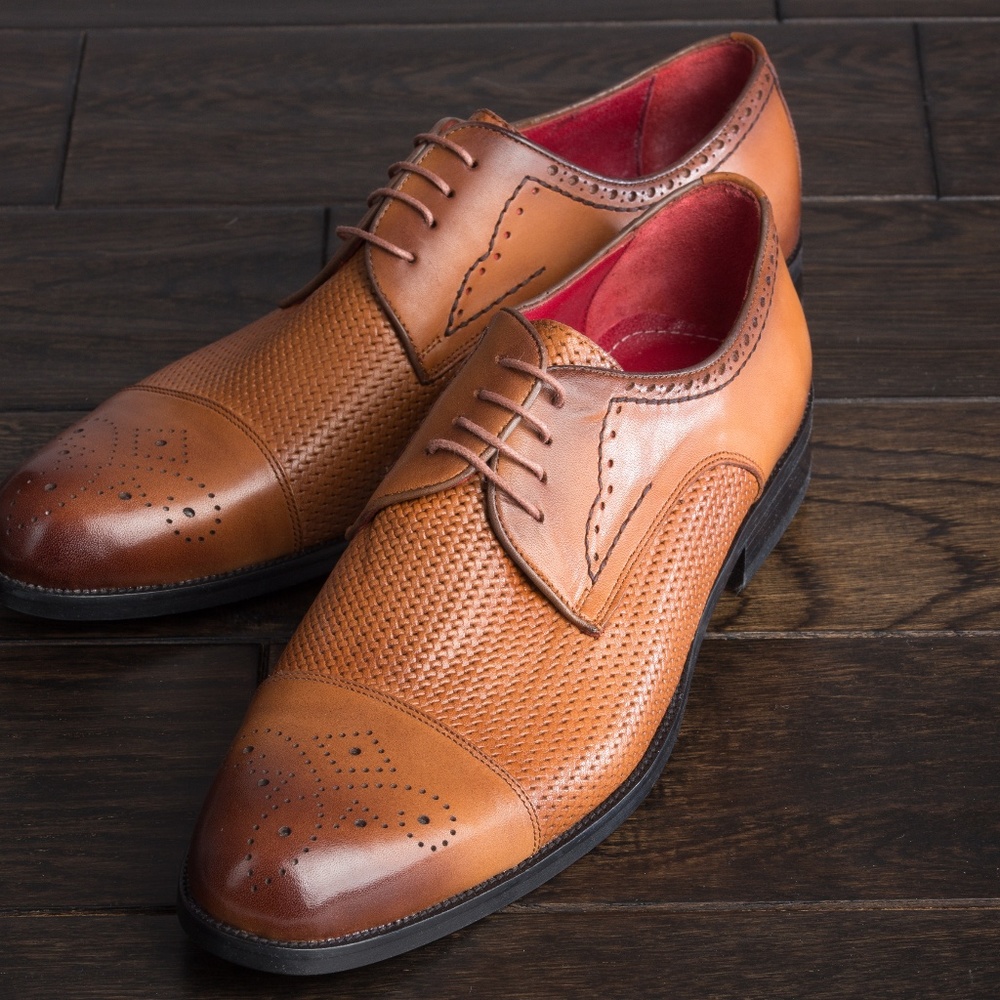 Brand new leather cognac derby shoes.